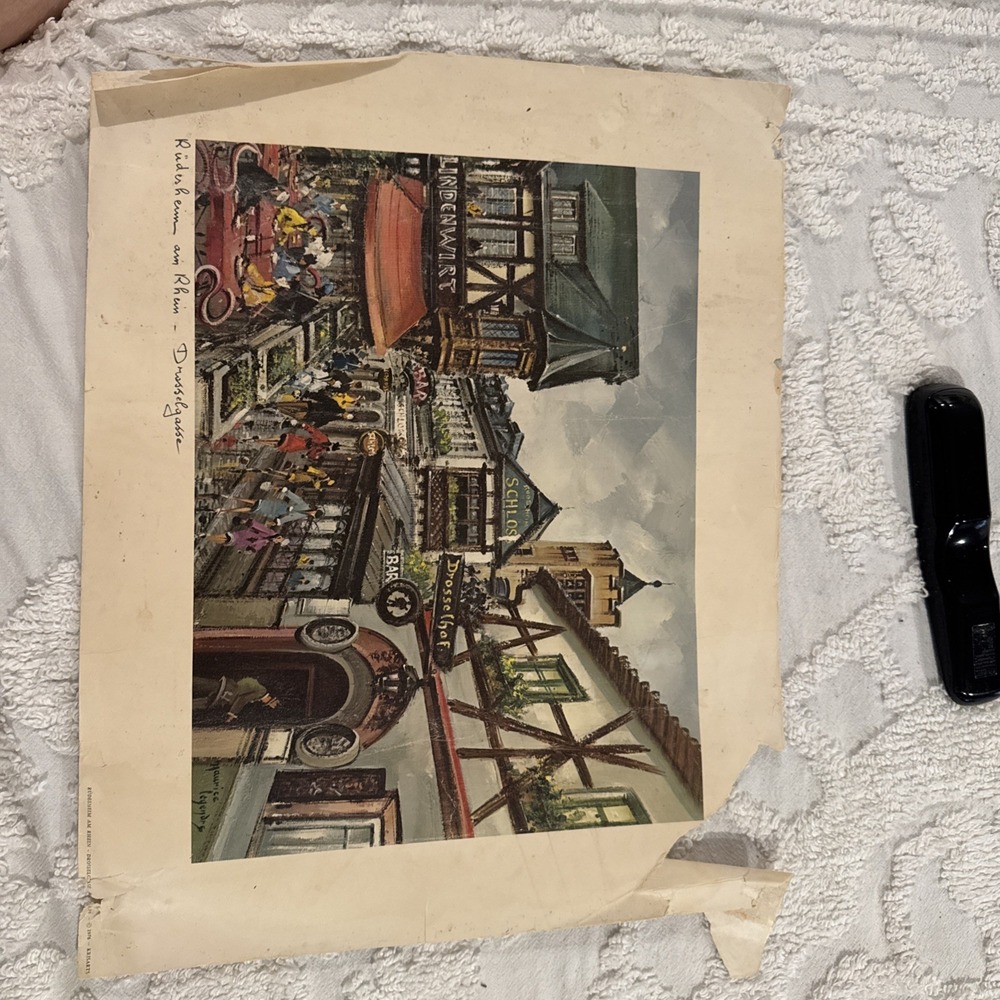 1976 Rudesheim am Rhein Drosselgasse Maurice Legendre German Art Print Vtg